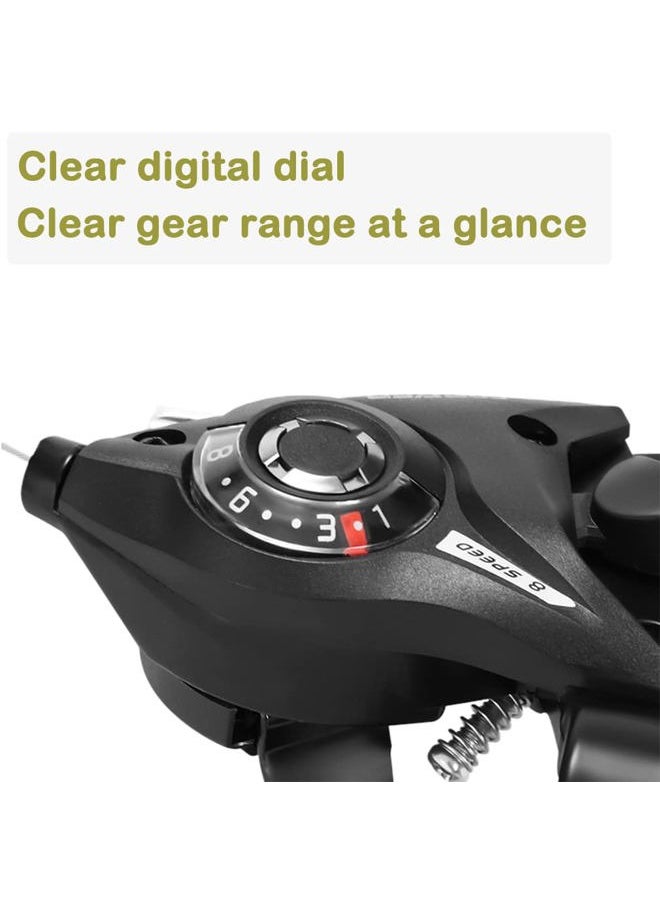 1 Pair 3x7 / 3x8 Speed Bike Brakes Levers Shifters with Gear Indicator and Brake Cables Compatible with Mountain Bike, Road Bike (3 x 8 Speed)