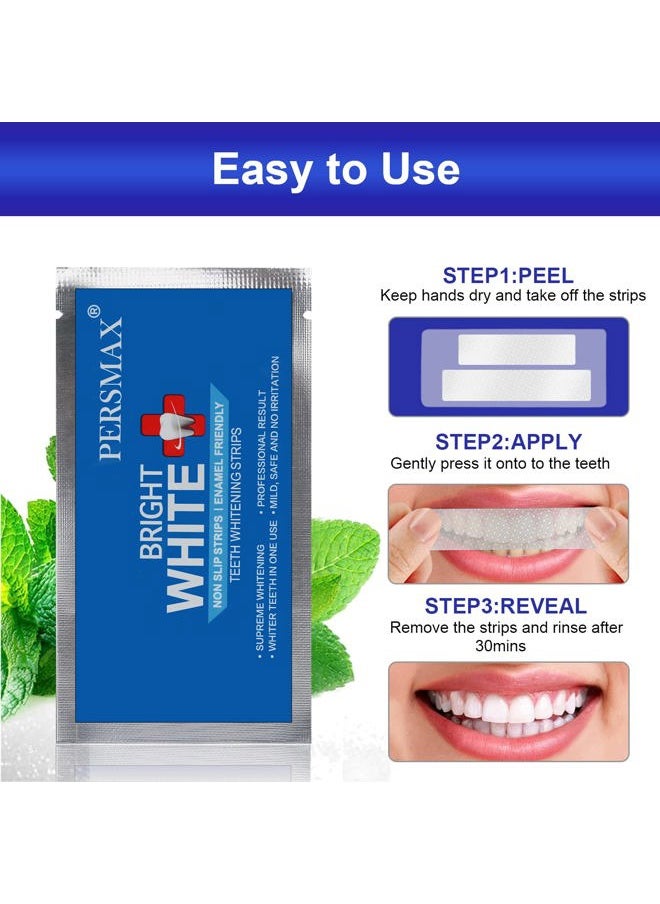Teeth Whitening Strips 14 Treatments, Enamel Safe for Whiter Teeth, Non-Slip Sensitivity Free Dental Teeth Whitening Kit, Pack of 28 Strips