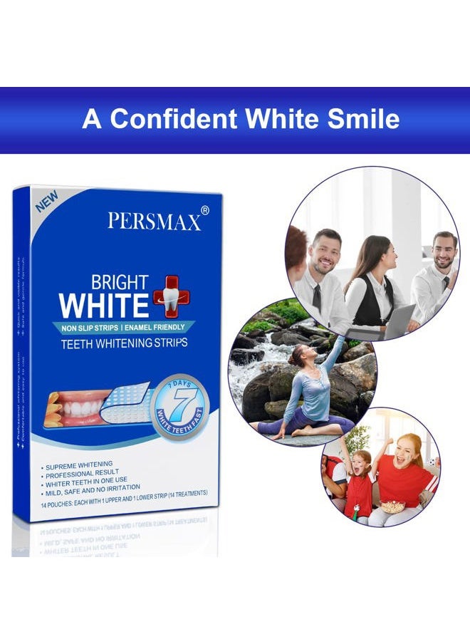 Teeth Whitening Strips 14 Treatments, Enamel Safe for Whiter Teeth, Non-Slip Sensitivity Free Dental Teeth Whitening Kit, Pack of 28 Strips