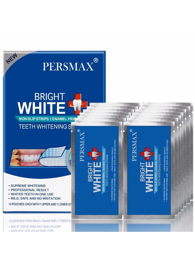 Teeth Whitening Strips 14 Treatments, Enamel Safe for Whiter Teeth, Non-Slip Sensitivity Free Dental Teeth Whitening Kit, Pack of 28 Strips