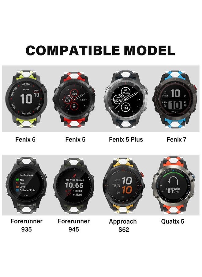 Compatible with Fenix 6/6 Pro Band Easy Fit 22mm Soft Silicone Watch Bands Replacement for Fenix 5 Plus/Fenix 5/Fenix 7/Forerunner 935/Forerunner 945/Approach s60/Quatix 5 Smartwatches