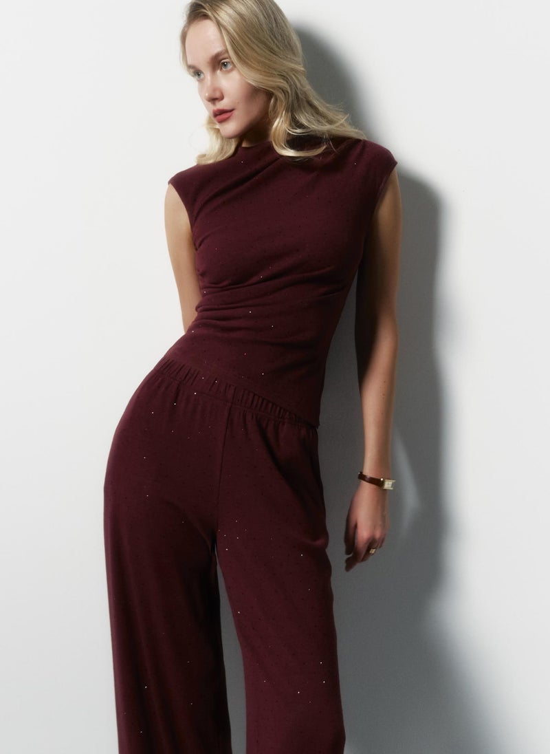 Rhinestone jersey trousers