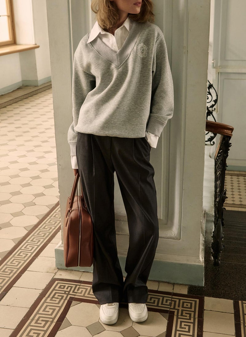 Straight suiting trousers with eco-leather belt