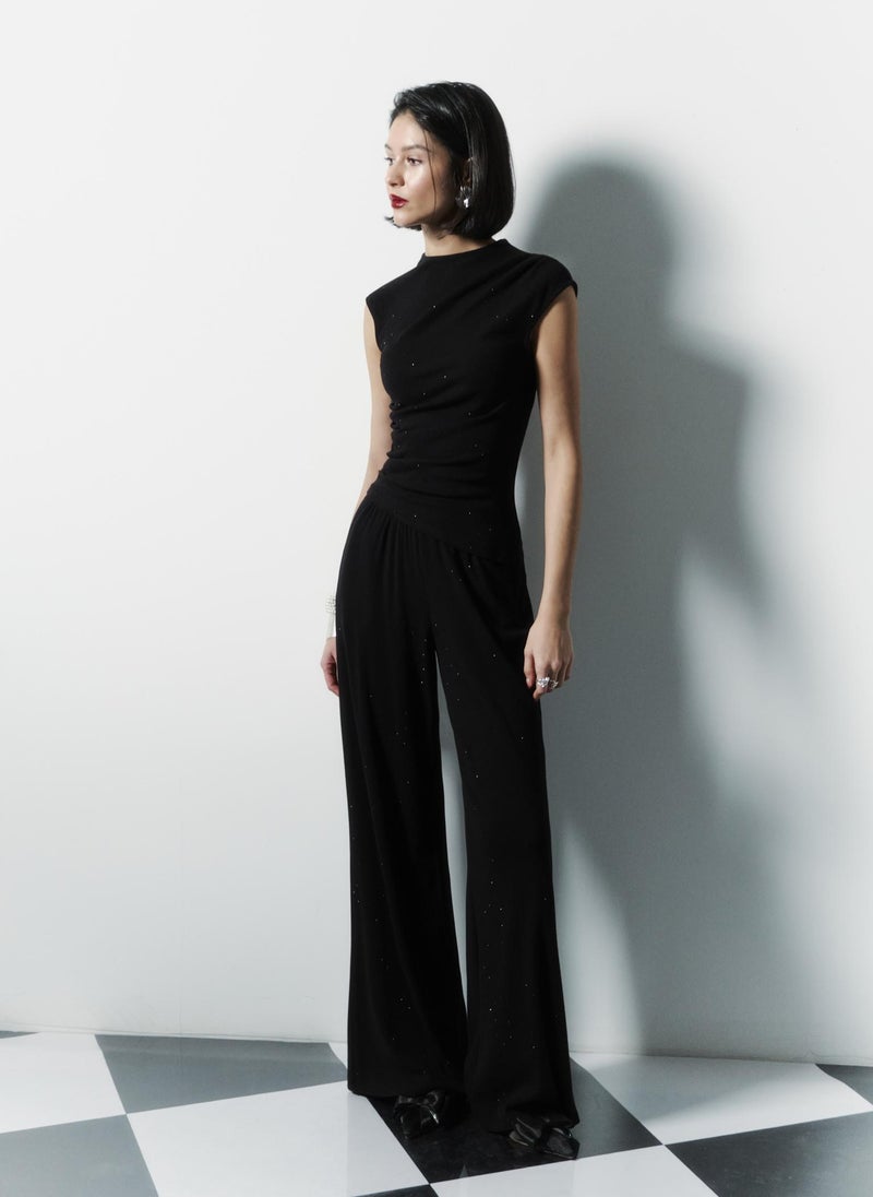 Rhinestone jersey trousers