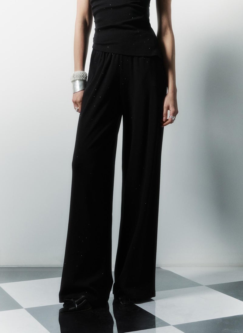 Rhinestone jersey trousers