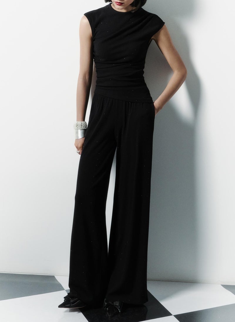 Rhinestone jersey trousers