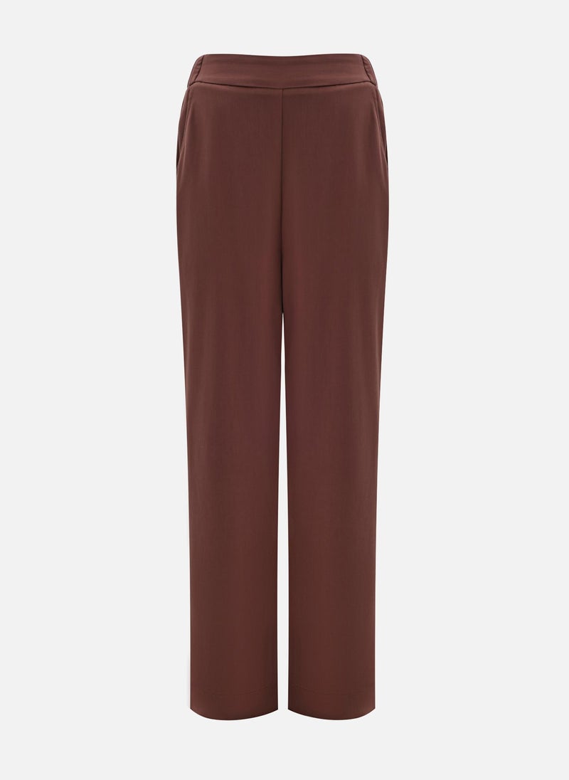 Straight trousers with elasticated waistband