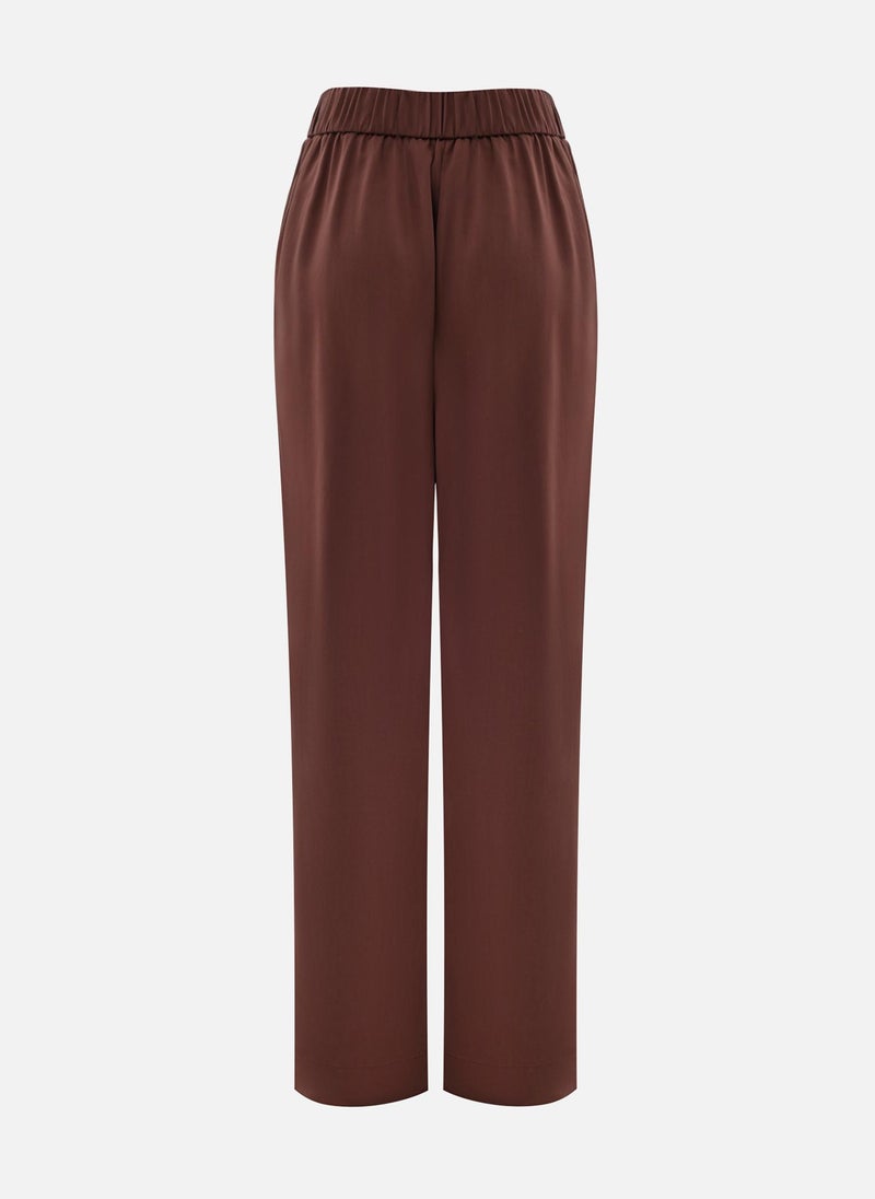 Straight trousers with elasticated waistband