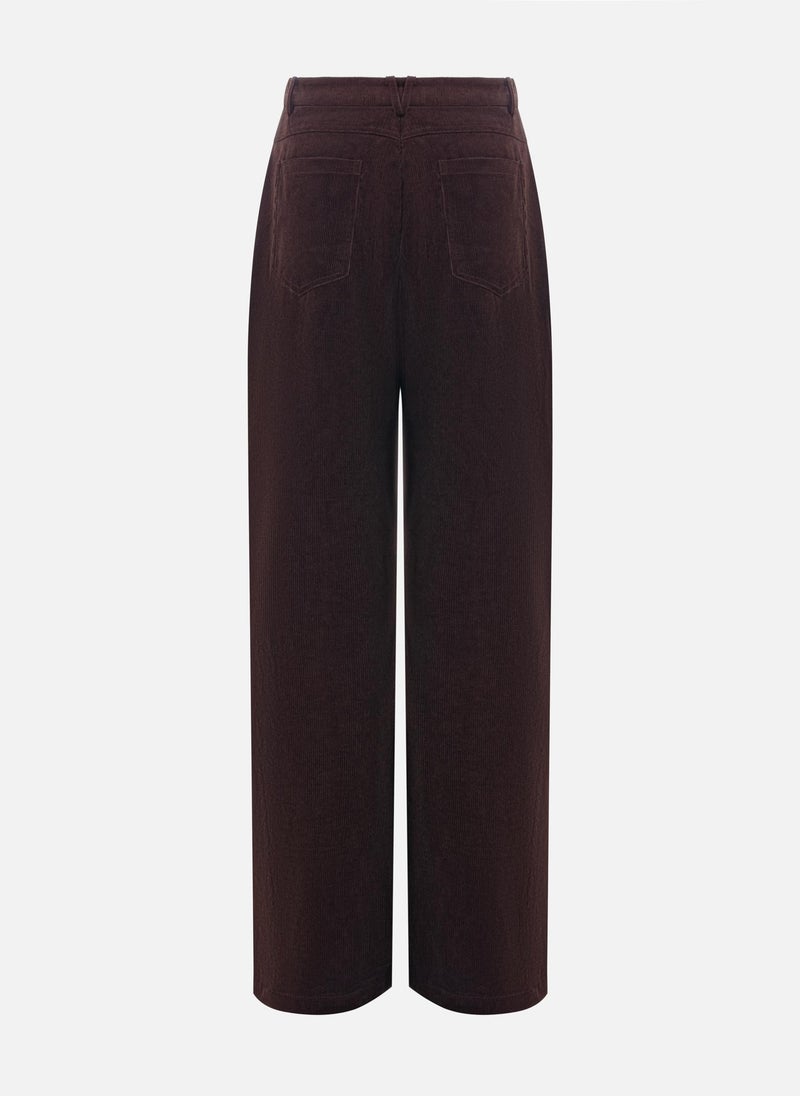 Velvet trousers with waist pleats