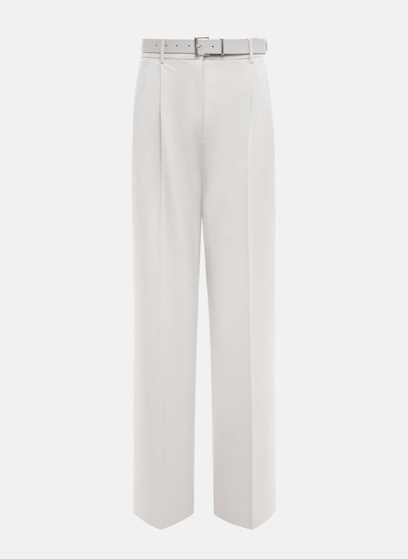 Trousers with a wide eco-leather belt