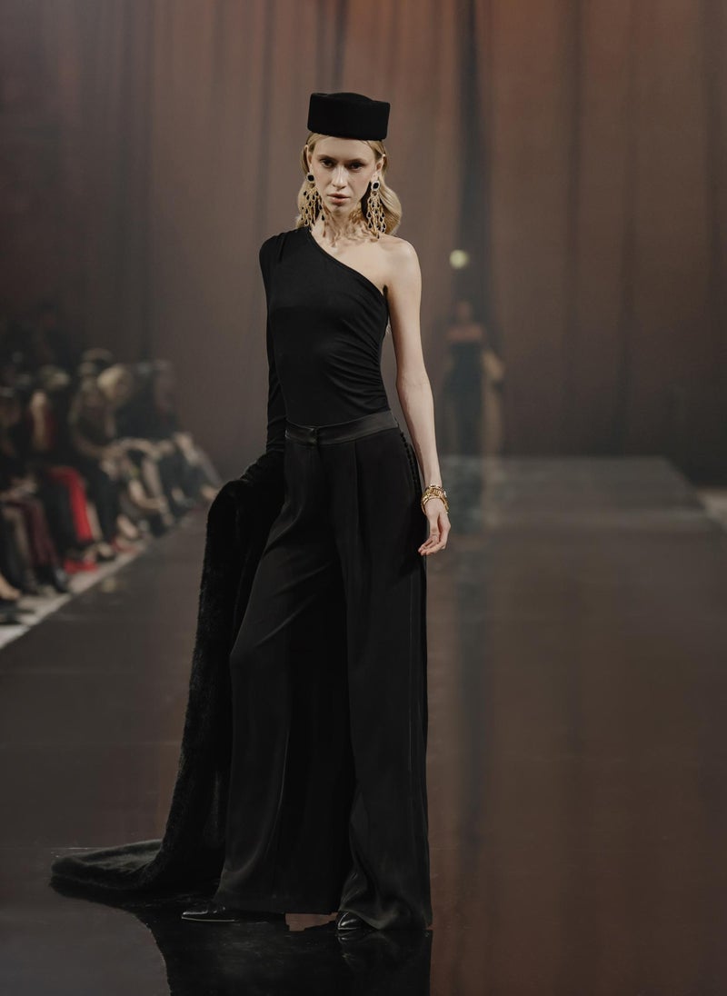 Lightweight palazzo trousers with side seam decoration