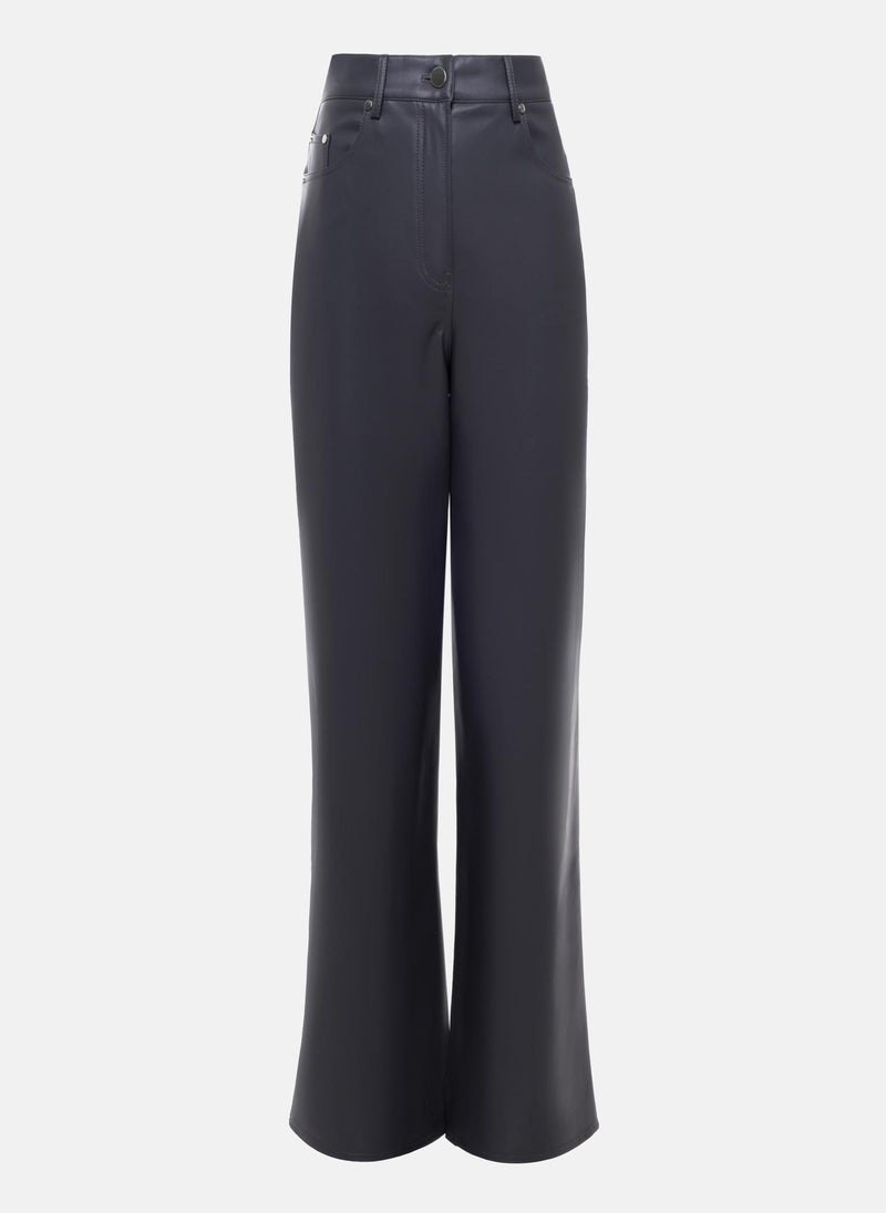 Straight-leg vegan-leather pants