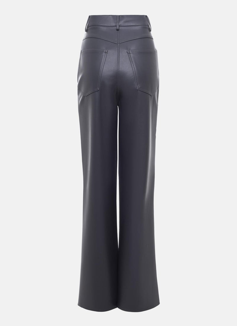 Straight-leg vegan-leather pants