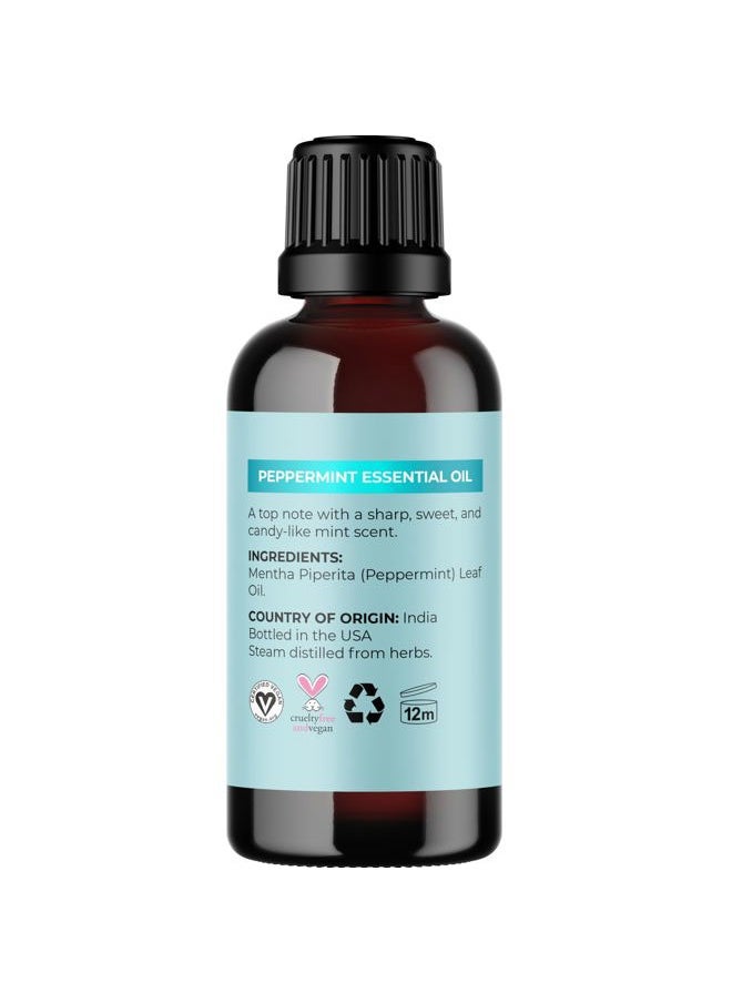 Peppermint Essential Oil for Diffuser Aromatherapy - 100% Pure Peppermint Oil for Hair Skin and Nails Plus Undiluted Refreshing Aromatherapy Essential Oil for Diffusers Baths and Topical Uses 1oz