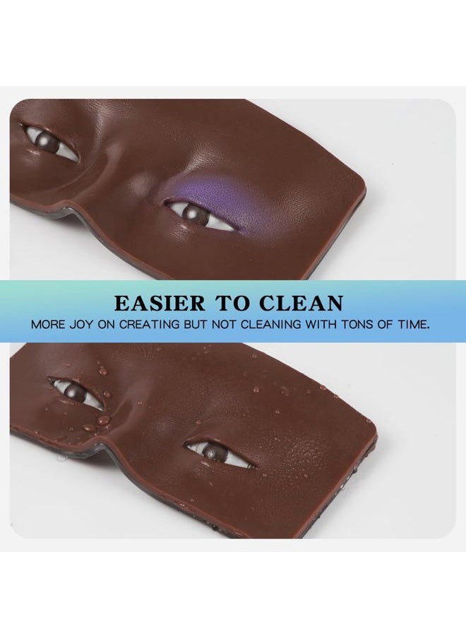Makeup Practice Face Board, 3D Reusable Silicone Makeup Mannequin Face with 5PCS Makeup Brush, Eye Makeup Practice Face for Makeup Beginner or Professional Enthusiasts