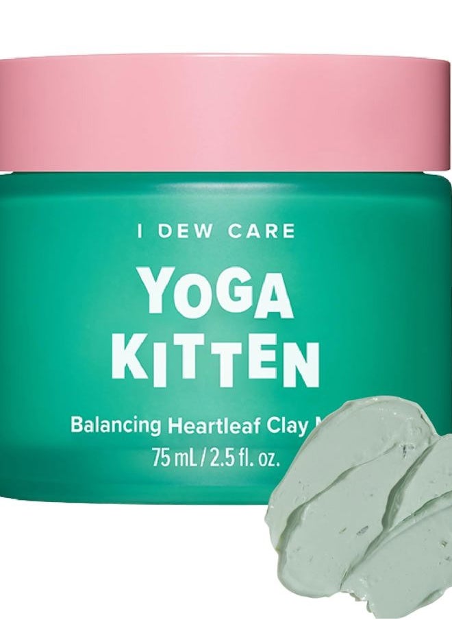 Heartleaf Clay Mask - Yoga Kitten | Wash-off, For Blemish-prone with Kaolin, Heartleaf, Tea Tree Extract, Home Spa, Korean Skincare, Glass Skin Look, Soothing, Exfoliating, 2.5 FL Oz