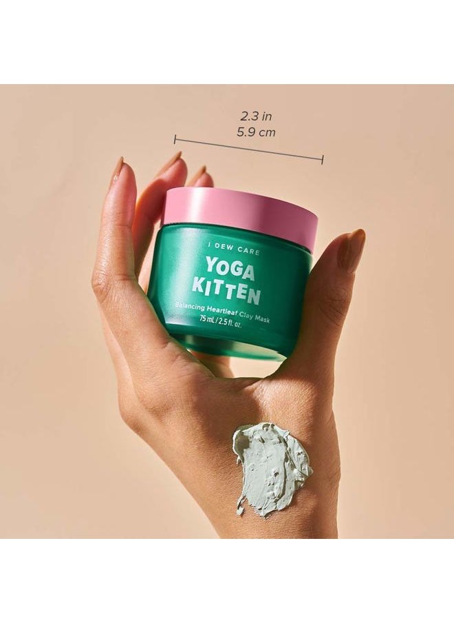Heartleaf Clay Mask - Yoga Kitten | Wash-off, For Blemish-prone with Kaolin, Heartleaf, Tea Tree Extract, Home Spa, Korean Skincare, Glass Skin Look, Soothing, Exfoliating, 2.5 FL Oz