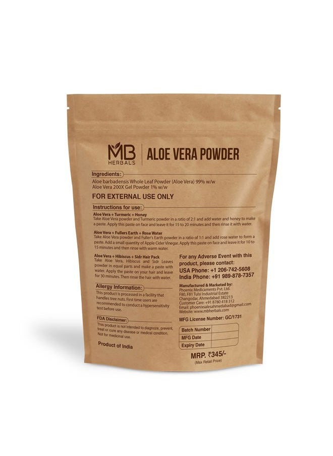 Aloe Vera Powder 8 oz (227 Gram / 0.5 lb) | Aloe barbadensis Powder | Natural Skin Moisturizer | Promotes Hair Growth | for External Use Only