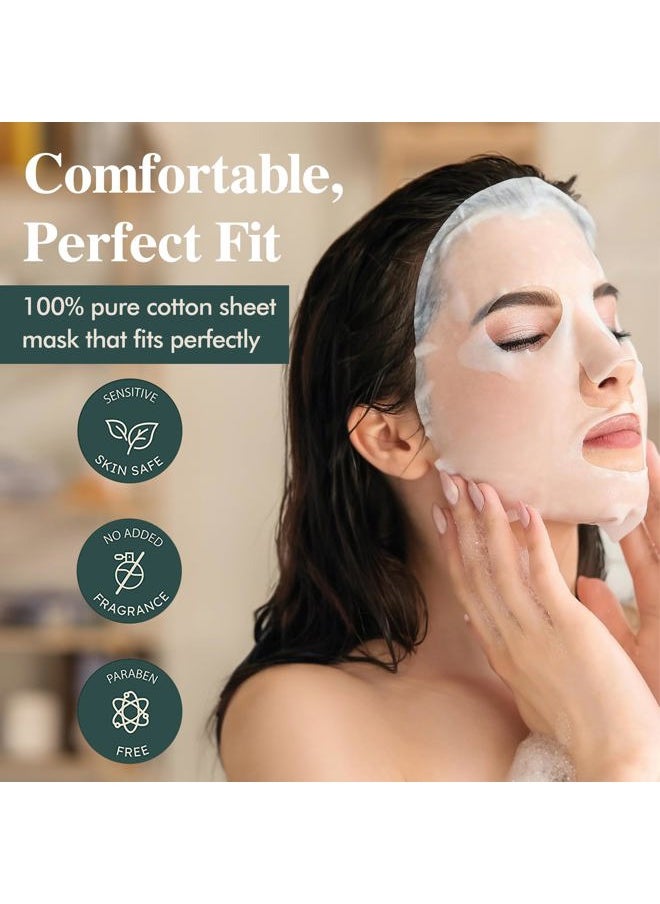 DERMA Revitalizing Sheet Mask 10pcs (100% Pure Cotton Sheets) with Centella Asiatica, Hyaluronic Acid, and Niacinamide – Korean Skincare for Hydration & Skin Brightening for All Skin Types