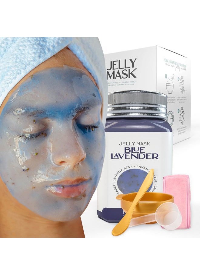 Jelly Mask Jar Blue Lavender Peel-Off Face Care Rubber Mask | 23 fl oz Skin Care Moisturizing Gel Mask Jar Spa Set