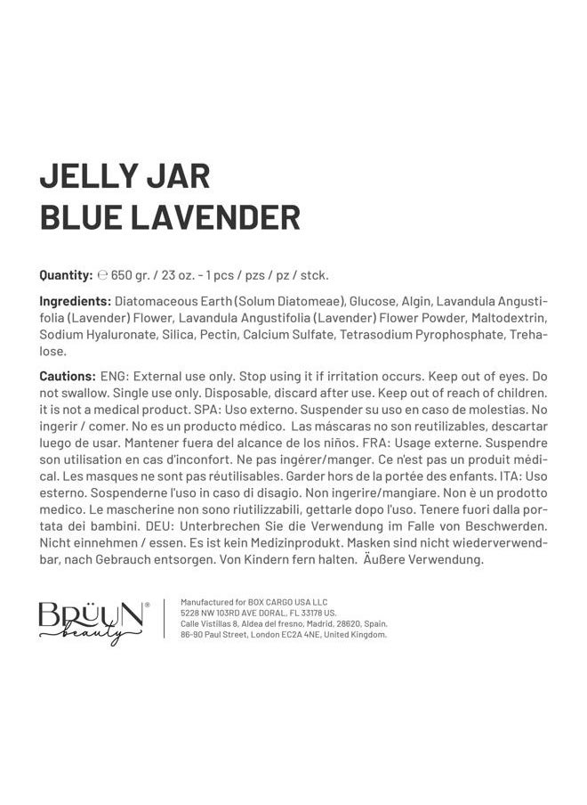 Jelly Mask Jar Blue Lavender Peel-Off Face Care Rubber Mask | 23 fl oz Skin Care Moisturizing Gel Mask Jar Spa Set