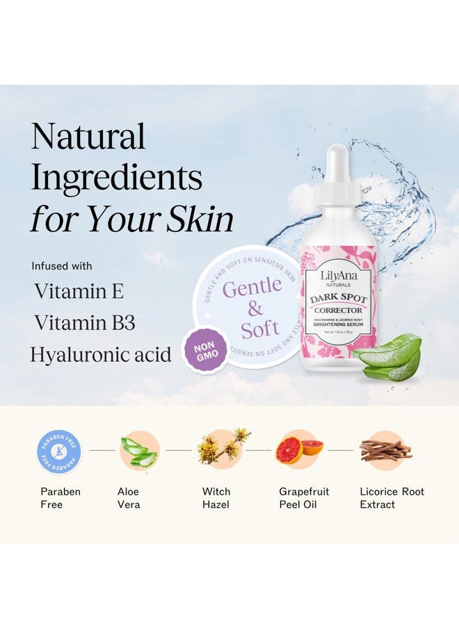 Dark Spot Corrector - Dark Spot Remover for Face - Brightening Face Serum for Women and Men - Niacinamide and Licorice Root -1oz
