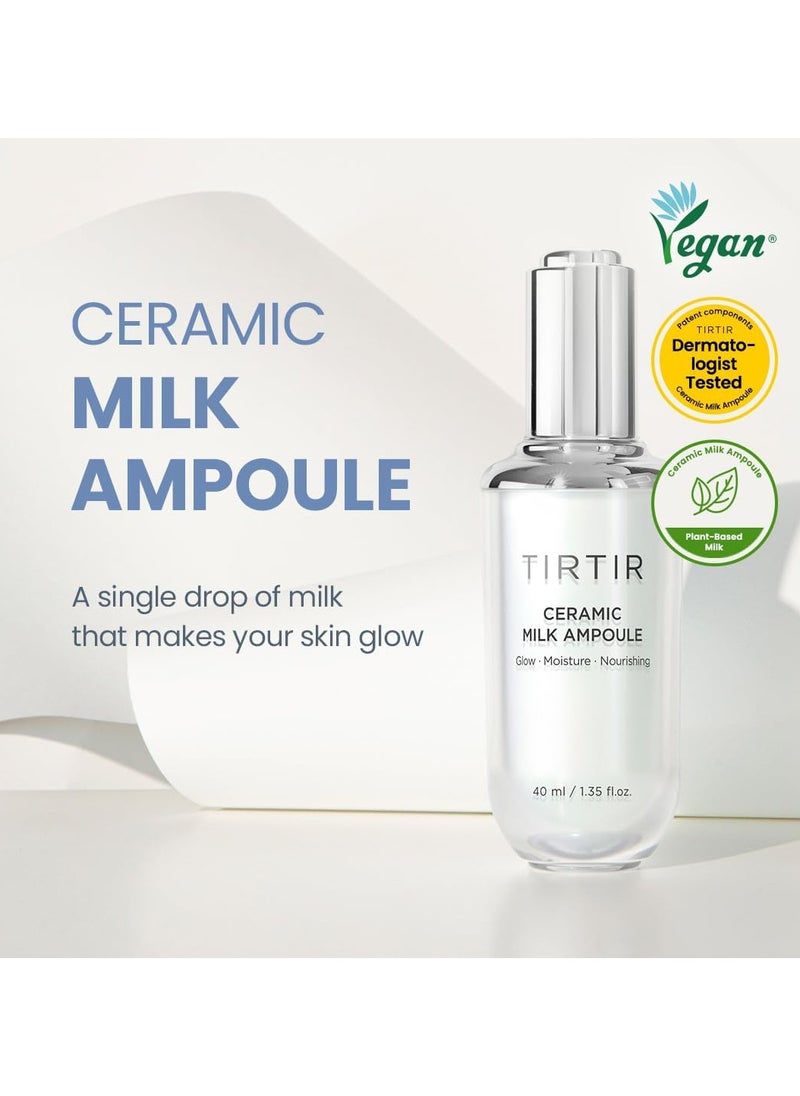 TIRTIR Ceramic Milk Ampoule 40ml – Hydrating & Brightening Serum for Radiant Skin, Deep Moisture & Barrier Repair, Lightweight Korean Skincare for Dry & Sensitive Skin
