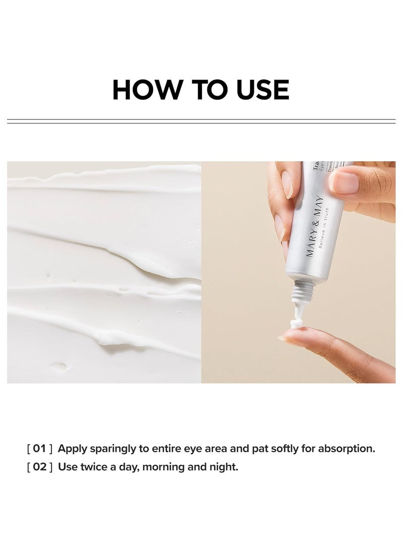 Mary and May Tranexamic Acid + Glutathione Eye Cream 30ml – Reduces Dark Circles & Uneven Skin Tone, Brightens & Revitalizes Eye