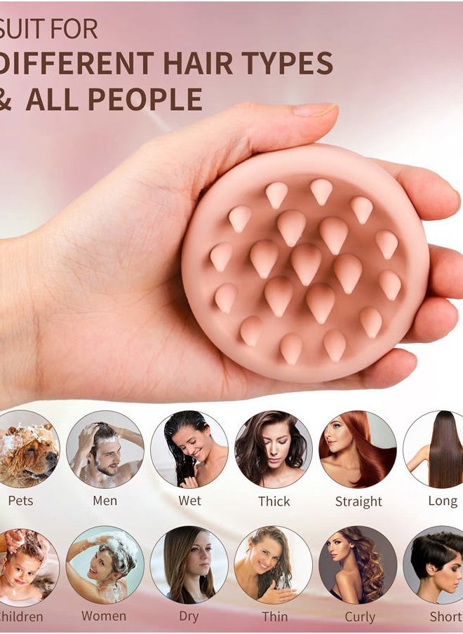 Silicone Scalp Massager Shampoo Brush for Shower, Scalp Scrubber with Soft Bristles for Hair Growth & Dandruff Treatment, Wet Dry Hair Massager for All Hair Types of Women (Pink)