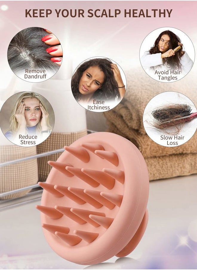 Silicone Scalp Massager Shampoo Brush for Shower, Scalp Scrubber with Soft Bristles for Hair Growth & Dandruff Treatment, Wet Dry Hair Massager for All Hair Types of Women (Pink)