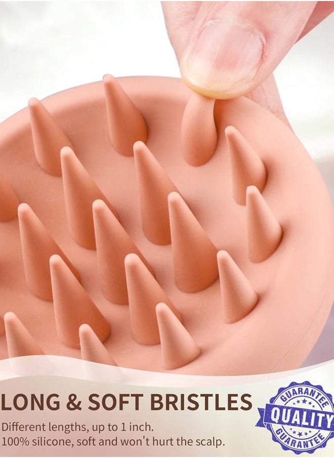 Silicone Scalp Massager Shampoo Brush for Shower, Scalp Scrubber with Soft Bristles for Hair Growth & Dandruff Treatment, Wet Dry Hair Massager for All Hair Types of Women (Pink)