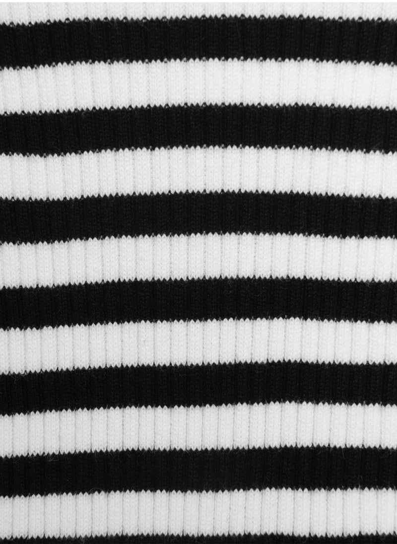 Striped knit jumper with polo collar