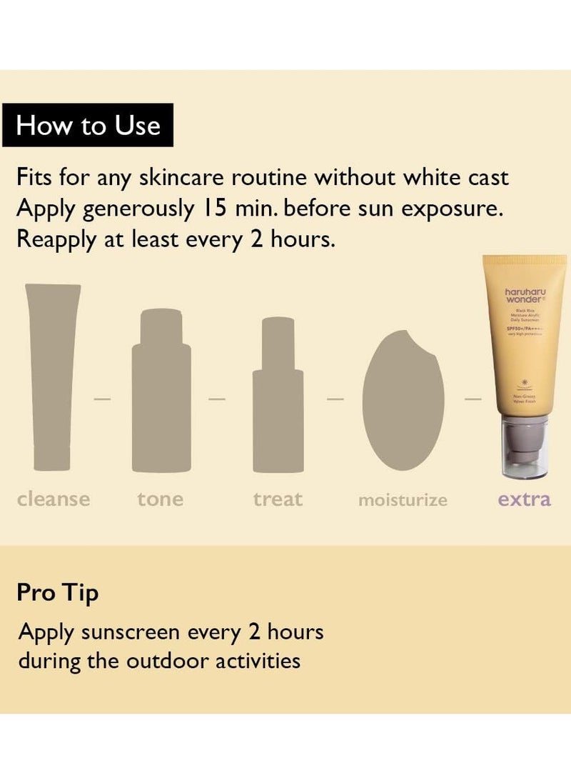 Haruharu Wonder Black Rice Moisture Airyfit Sunscreen SPF 50++++ 50ml – Lightweight, Non-Greasy Daily Sun Protection for All Skin Types, Reef-Safe Formula with Velvet Finish, Hydrating & Fast-Absorbing