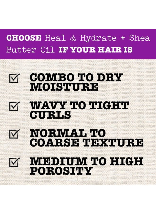 Heal & Hydrate + Shea Butter Hair Mask & Leave-In Conditioner Treatment to Deeply Nourish Curls & Help Repair Split Ends, Vegan, Silicone, Paraben & Sulfate-Free, 12 Ounce