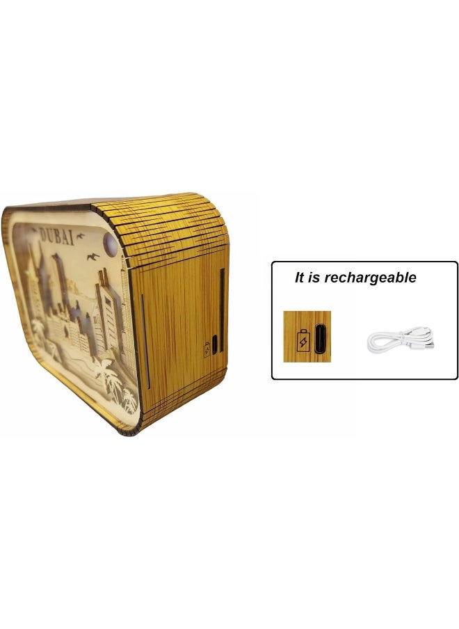 Dubai Souvenir Gift, Light Box Led Paper Light Box with Finger Touch for Increasing the Light Brightness by One Click on the Top of the Box