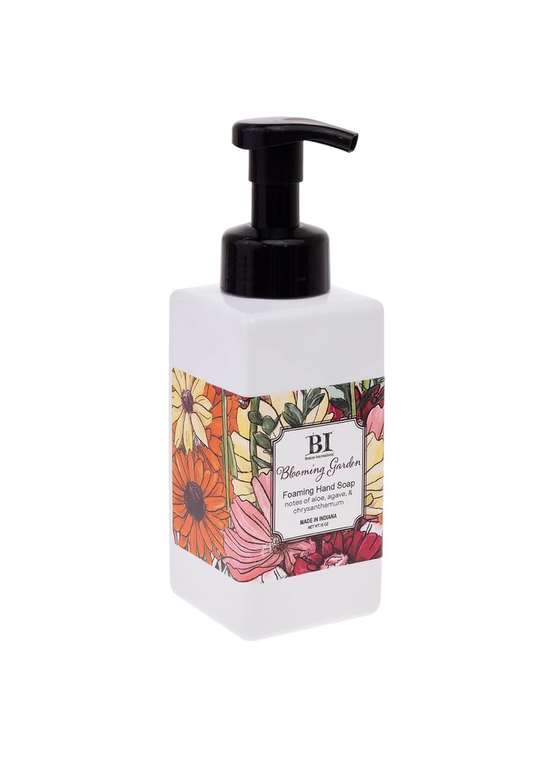 Boston International Scented Foaming Hand Soaps Made in the USA Foam Soap and Pump Dispenser 16 Ounces Blooming Garden Aloe Agave Chrysanthemum