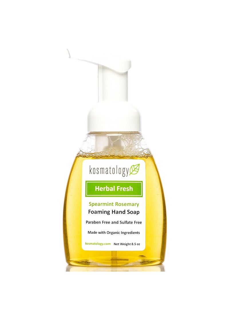 kosmatology Herbal Fresh SpearmintRosemary Organic Foaming Hand Soap  Moisturizing Hand Wash  Clean Ingredients Infused with Essential Oils  85 fl oz