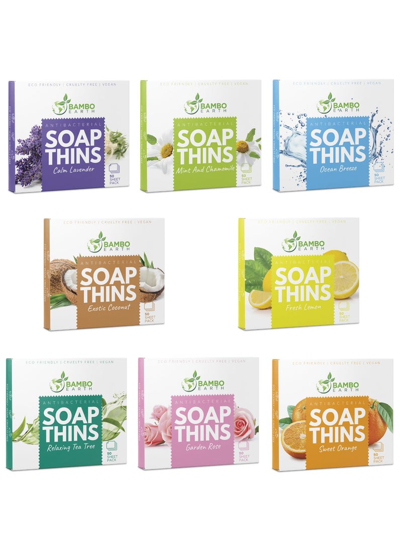 400 Sheets Antibacterial Paper Soap Strips For Hand Washing  8 Pack Portable Disinfecting Pocket Travel Soap Thins Dissolvable  Disposable Camping Mini Size Dry SoapSheets For Hands Variety 8x50