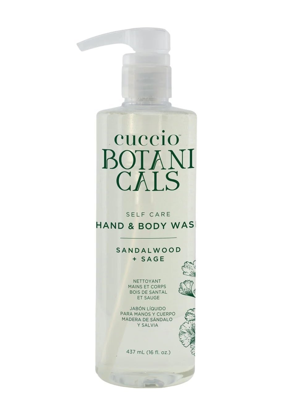 Cuccio Botanicals Hydrating Hand  Body Wash Sandalwood  Sage 16 oz  Moisturizing and Soothing Cleanser for Soft and Refreshed Skin