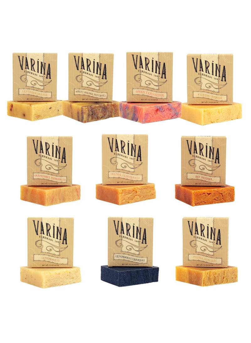 Varina Natural Citrus Variety Bar Soap  Gentle Cleansing for Sensitive Skin Citrus  10 Pack  Handmade Soap