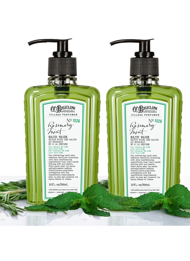 CO Bigelow Hand Wash Rosemary Mint Soap No 1526  Village Perfumer Moisturizing Hand Wash for Bathroom  Kitchen with Aloe Vera 10 fl oz Pack of 2