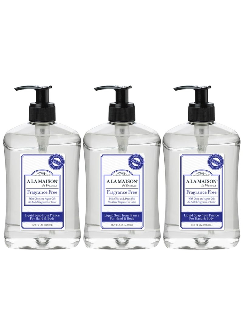 A LA MAISON French Liquid Hand Soap Hypoallergenic Unscented  Natural Hand Wash Made with Essential Oils  Biodegradable PlantBased Vegan CrueltyFree Alcohol  Paraben Free 169 oz 3 Pack