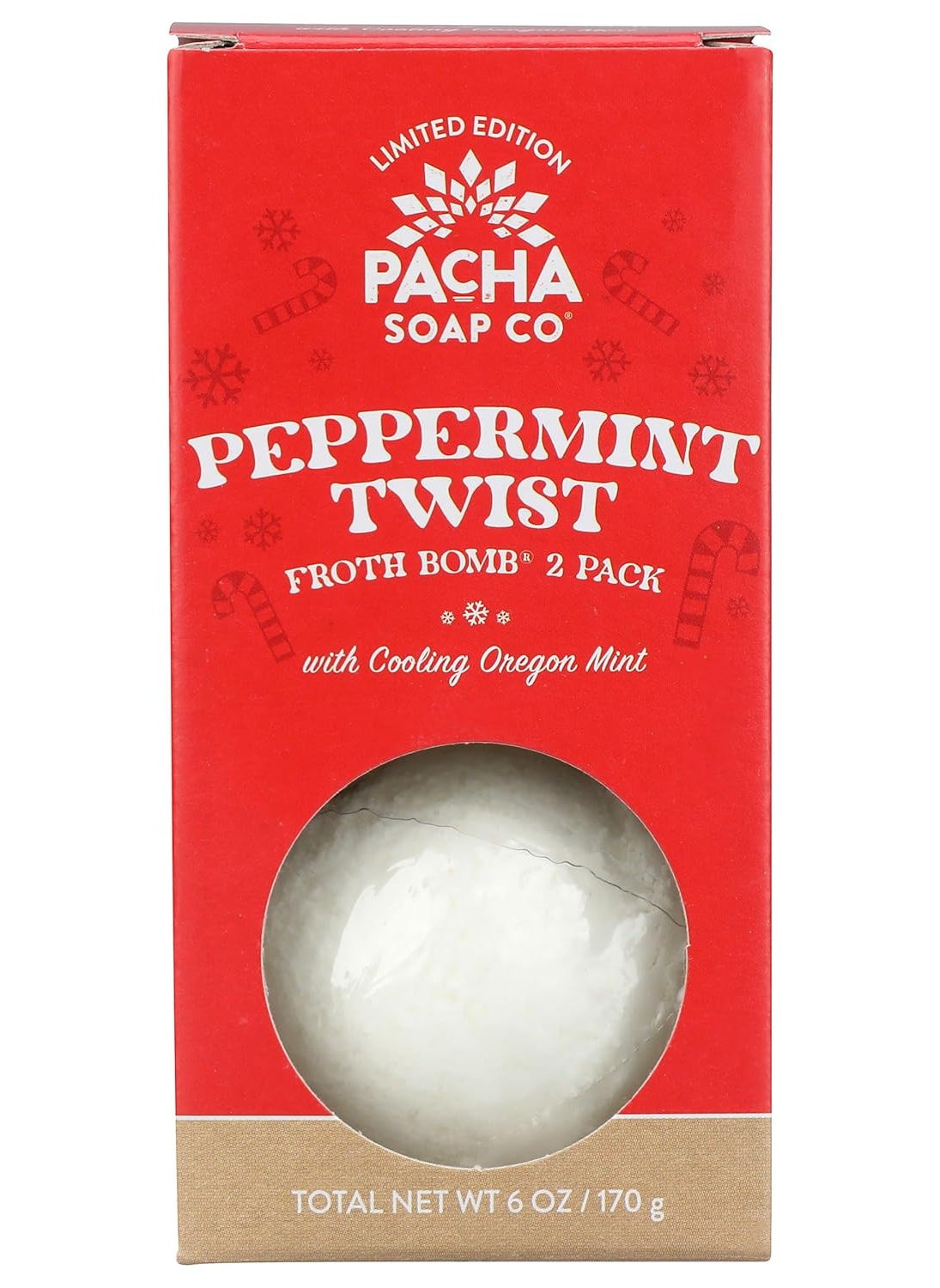 PACHA SOAP Peppermint Twist Froth Bomb 2 Pack 6 OZ