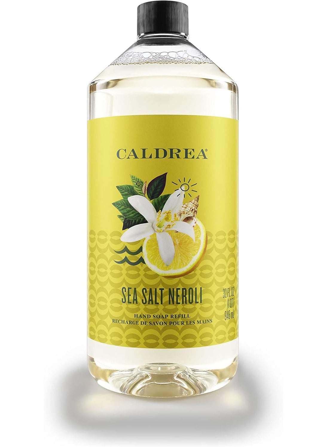 Caldrea Hand Soap Refill Aloe Vera Gel Olive Oil and Essential Oils to Cleanse and Condition Sea Salt Neroli Scent 32 oz