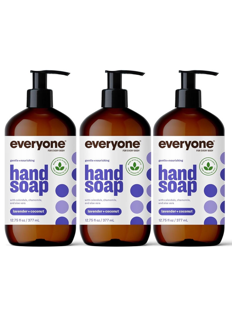 Everyone Liquid Hand Soap 1275 Ounce Pack of 3 Lavender and Coconut PlantBased Cleanser with Pure Essential Oils