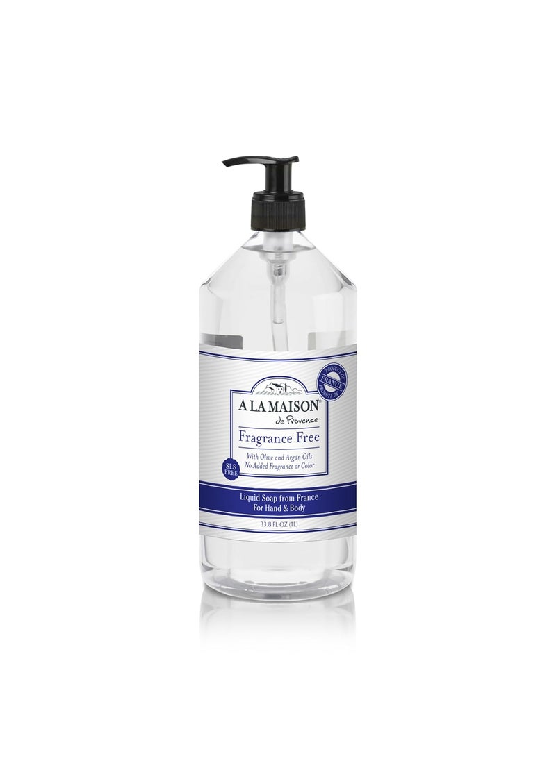 A LA MAISON French Liquid Hand Soap Fragrance Free  Natural Hand Wash Made with Essential Oils  Biodegradable PlantBased Vegan CrueltyFree Alcohol  Paraben Free 338 oz size 1 Pack