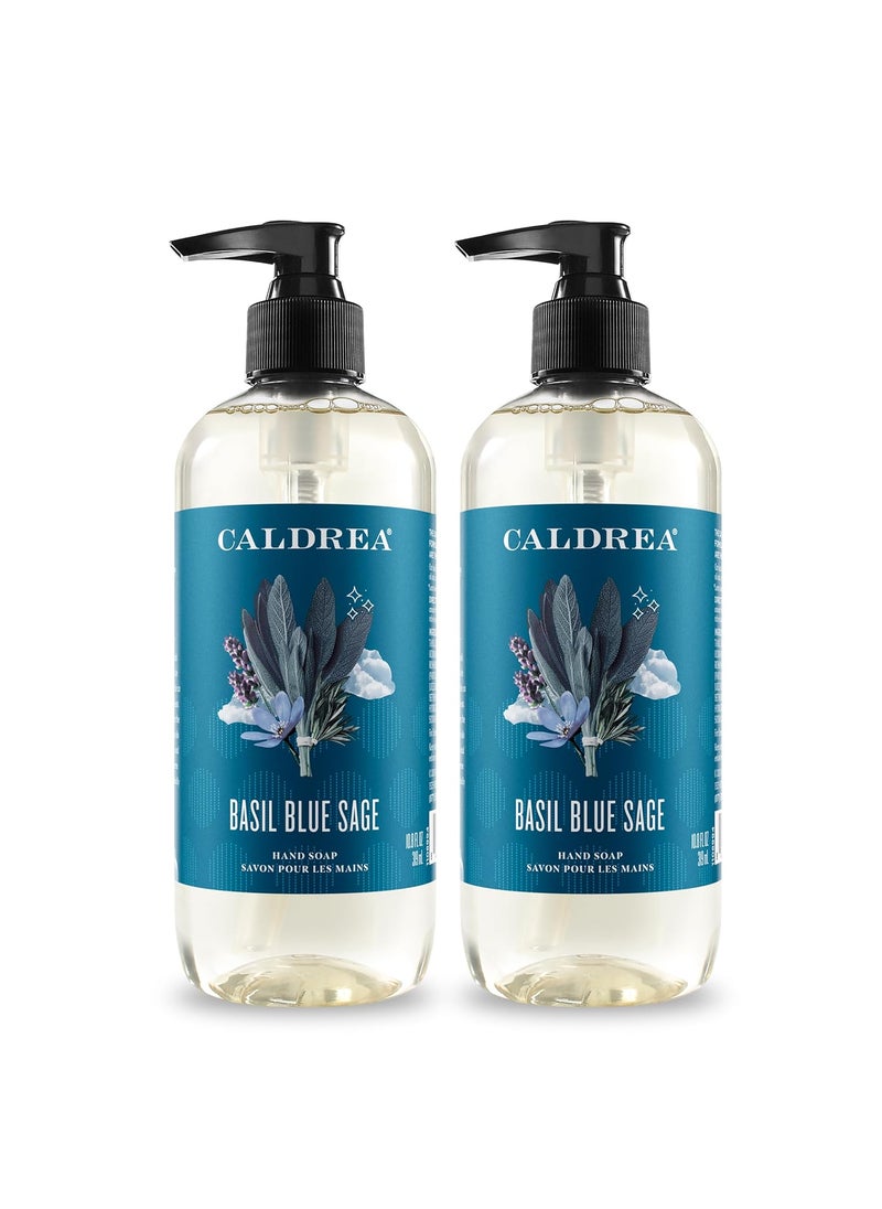 Caldrea Hand Wash Soap Aloe Vera Gel Olive Oil and Essential Oils to Cleanse and Condition Basil Blue Sage 108 oz 2 Pack