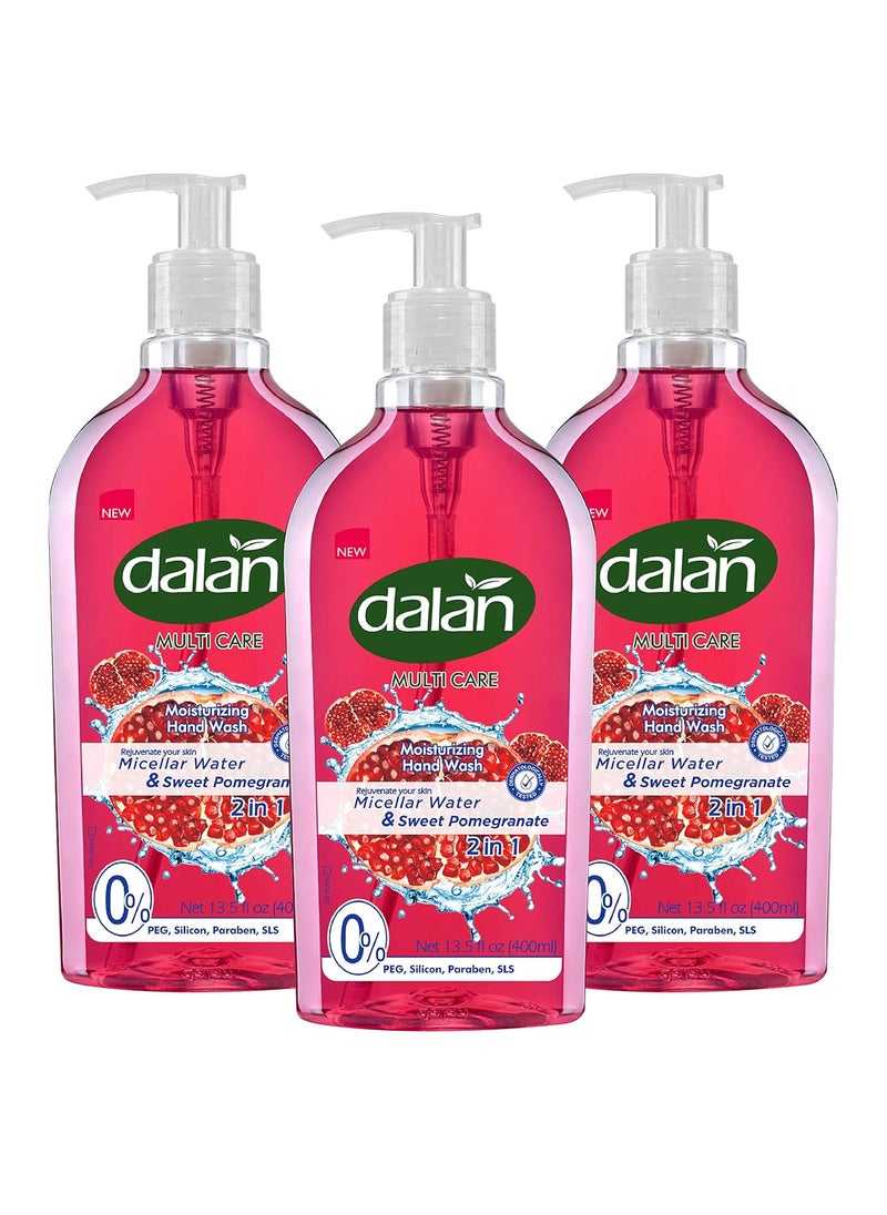Dalan Sweet Pomegranate Multicare Ultra Moisturizing Liquid Hand Soap for Normal and Dry Hands Fresh Clean and Soft Feeling 135 Fl Oz  400 mL Pack of 3