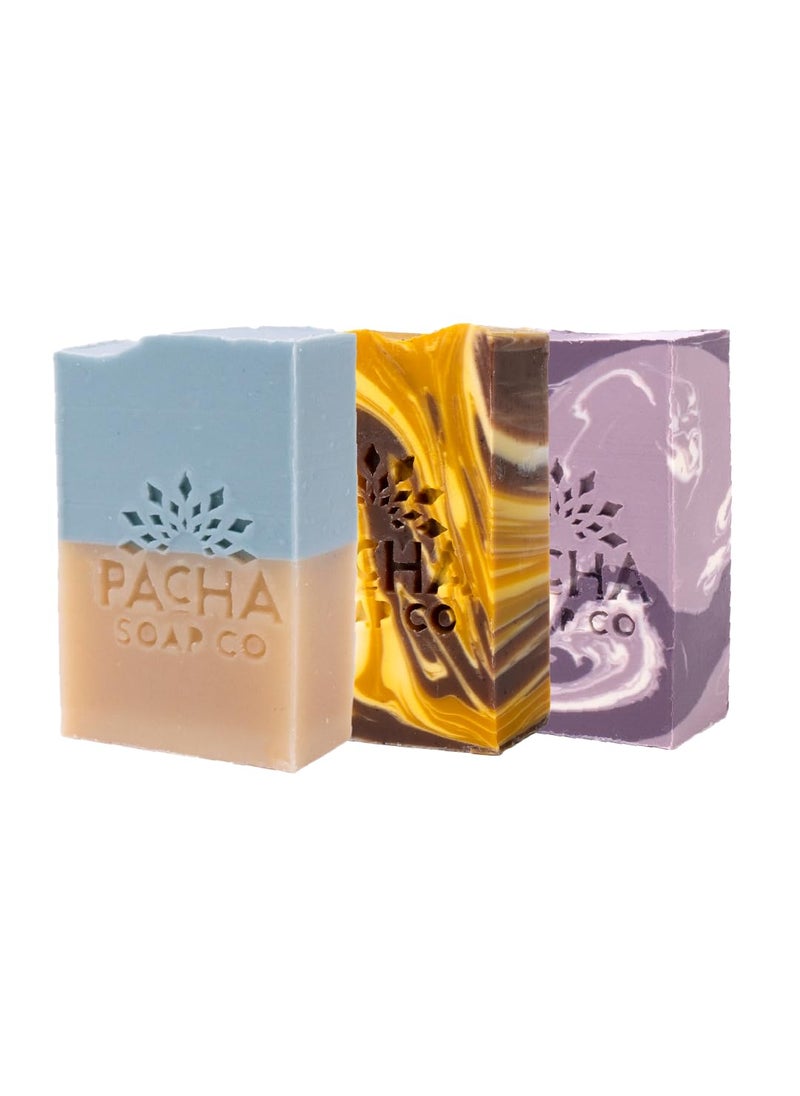 Pacha Best Sellers Bar Soap 3 Pack  Premium Handcrafted Hydrating  Natural Face Wash Hand Cleanser Body Wash  Soothing Essential Oils 4 oz