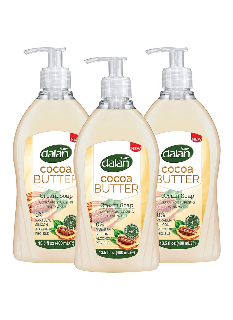 Dalan Cocoa Butter Cream Ultra Moisturizing Liquid Hand Soap for Dry and Fresh Hands Feeling Clean and Soft 135 Fl Oz  400 mL Pack of 3